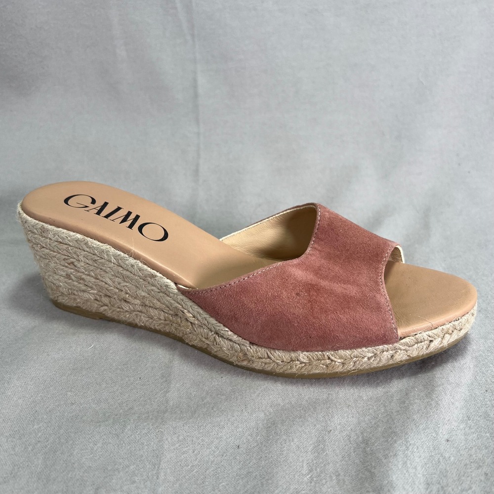 GAIMO Espadrille Wedge Slide Sandals Size 42 Dusty Pink Suede Leather Spain 11.5